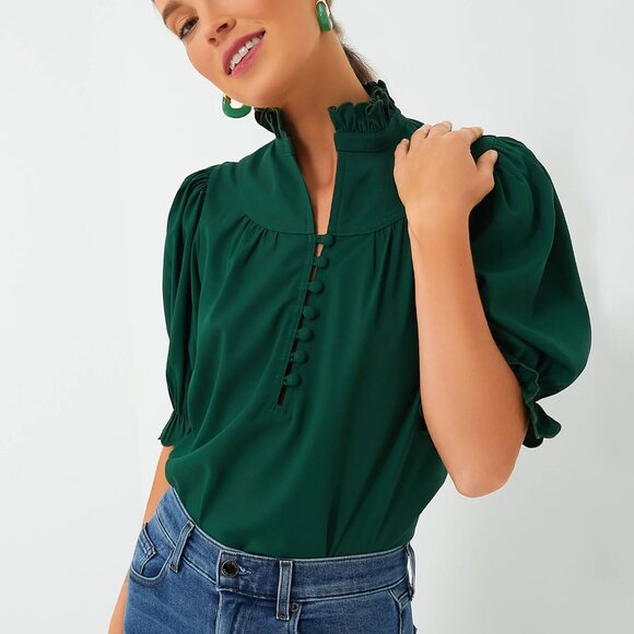 NWT - Pomander Place - Hunger Green Selena Blouse - Tuckernuck - Picture 2 of 2